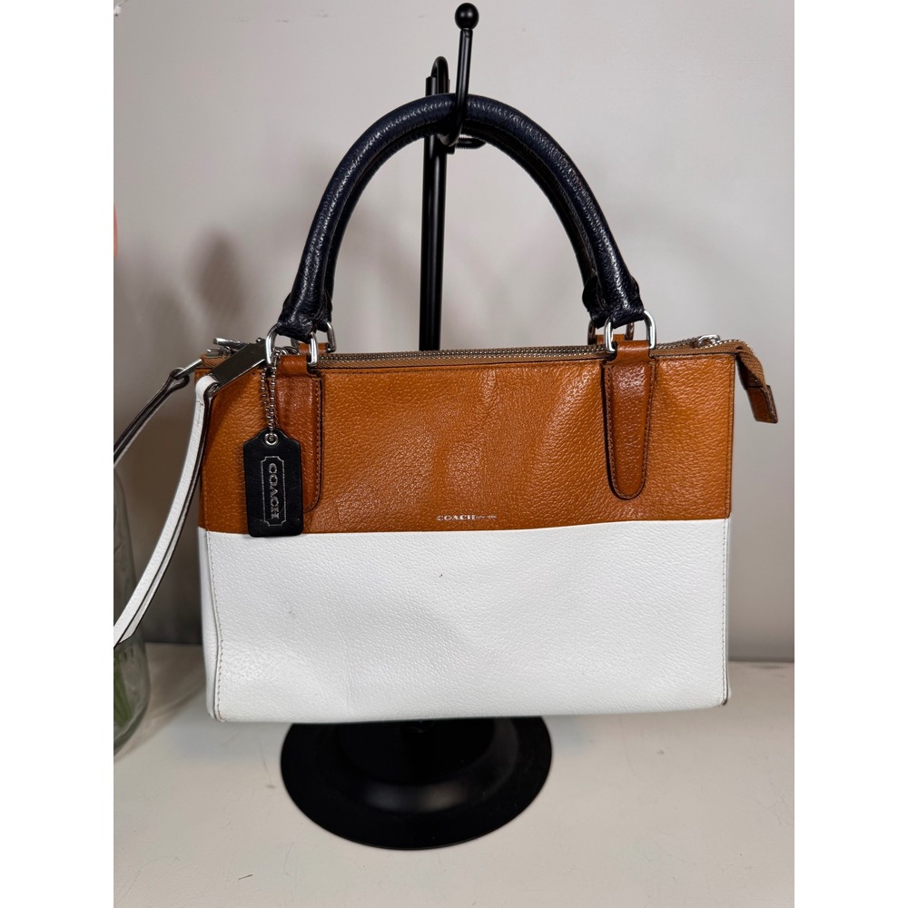 Coach Mini Borough Retro Colorblock Leather Satchel Bag Brown White B1493-31881